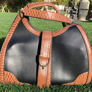 Black and Brown polyurethane satchel